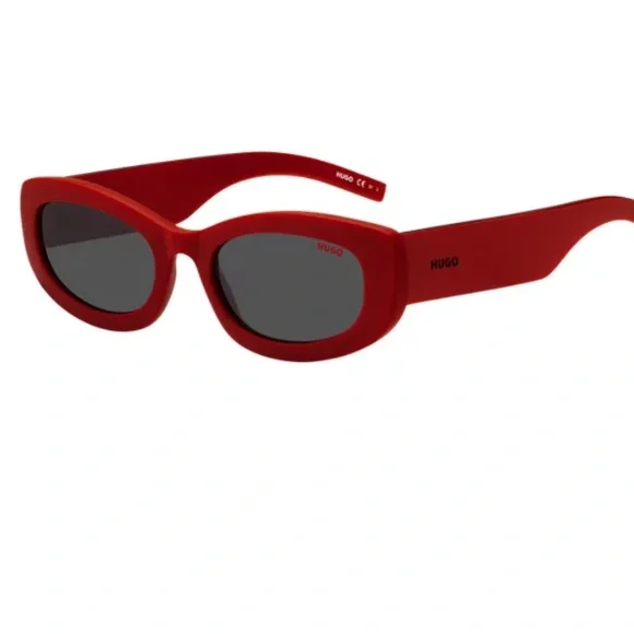 Hugo Boss Red 90s Vibe Branded Temples Sunglasses HUGO - Black-acetate sunglasses with signature-red layered  main image 4